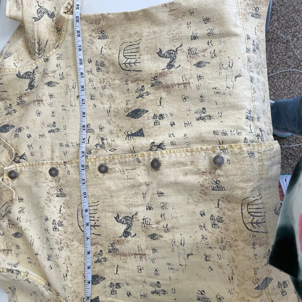 Chico's Yellow Cave Painting Native Design Button Up Light Cotton Jacket - Picture 12 of 13